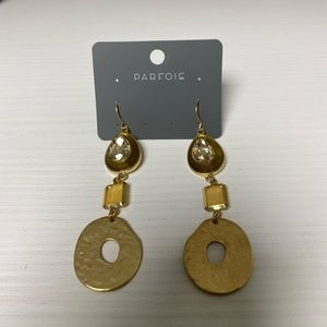 Parfois Gold Rhinestone Dangly Earrings